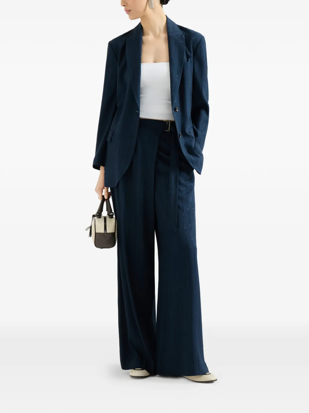  Brunello Cucinelli Sequin-embellished Tailored Trousers - Blue 