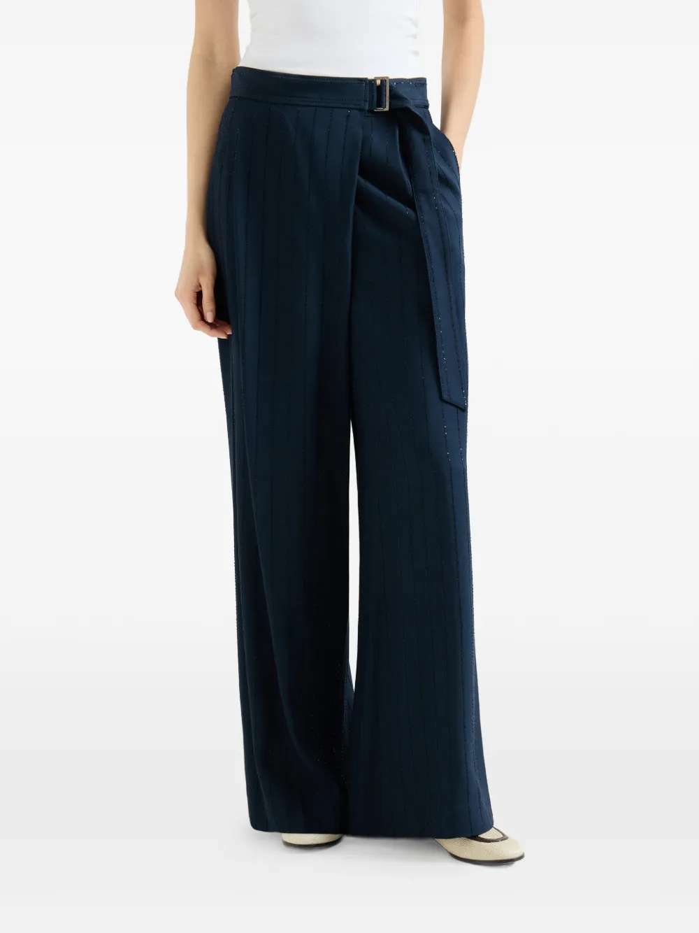 Brunello Cucinelli Broek verfraaid met pailletten Blauw