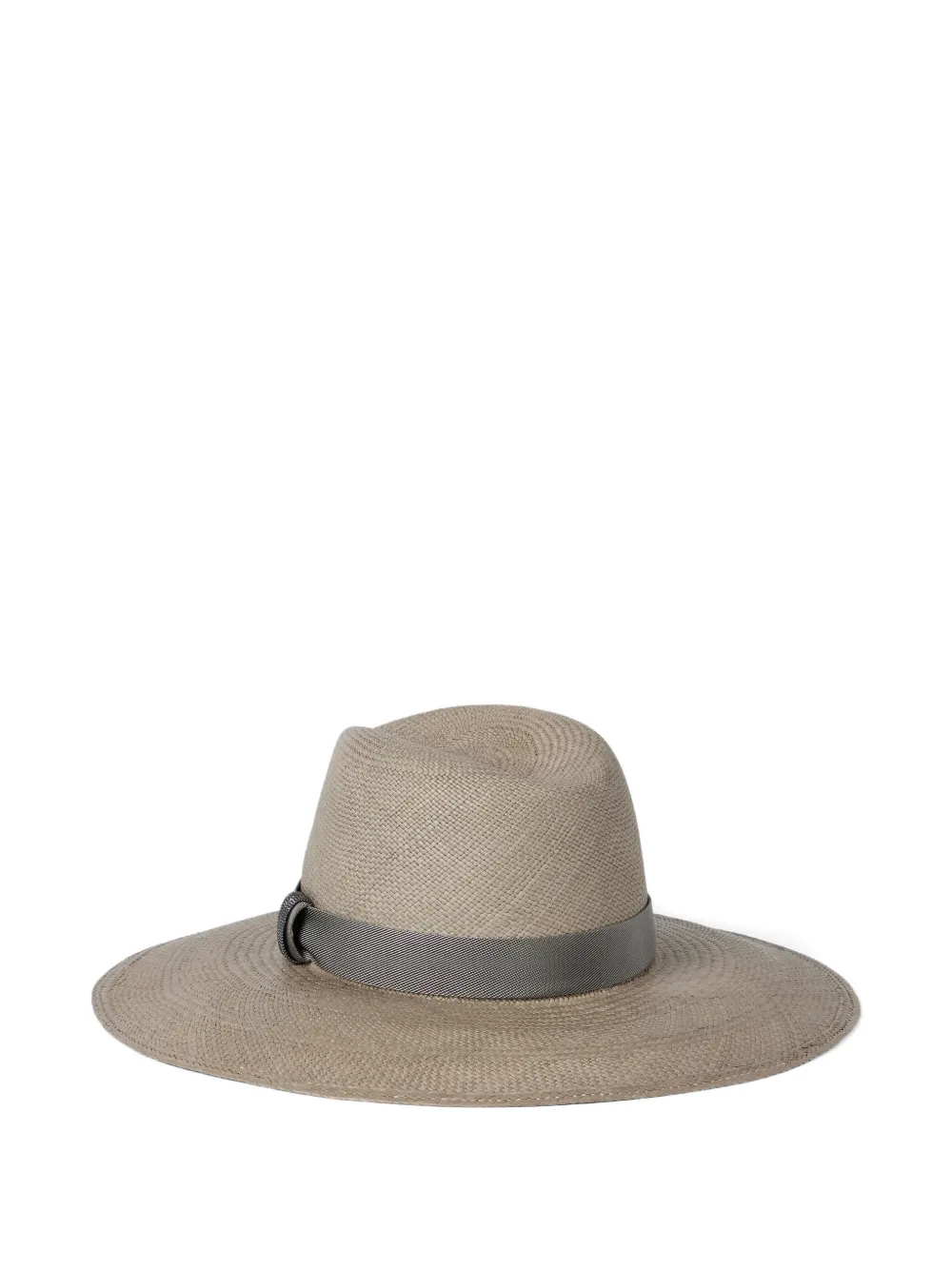  Brunello Cucinelli Leather Straw Fedora Hat - Neutrals 