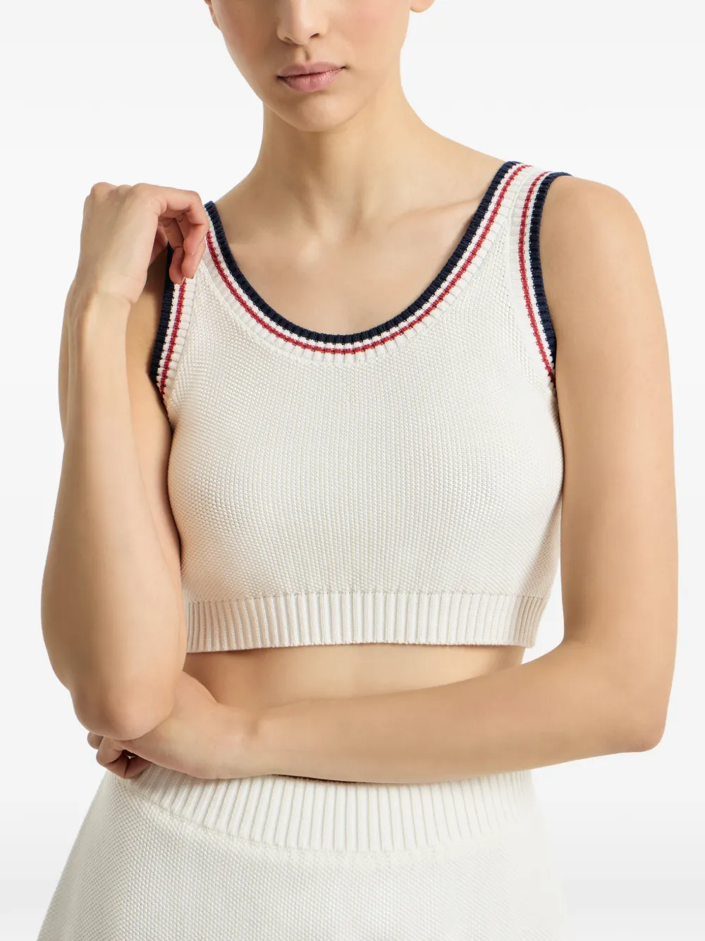 Brunello Cucinelli Katoenen cropped top met piqué-effect Wit