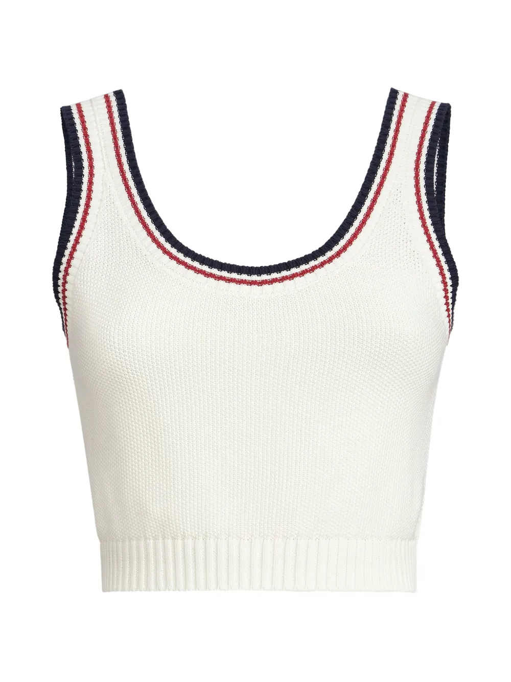 Brunello Cucinelli cotton piqué-effect knit crop top - Bianco