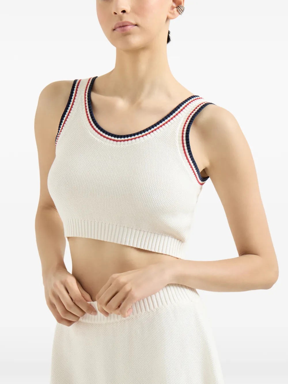 Brunello Cucinelli Katoenen cropped top met piqué-effect Wit