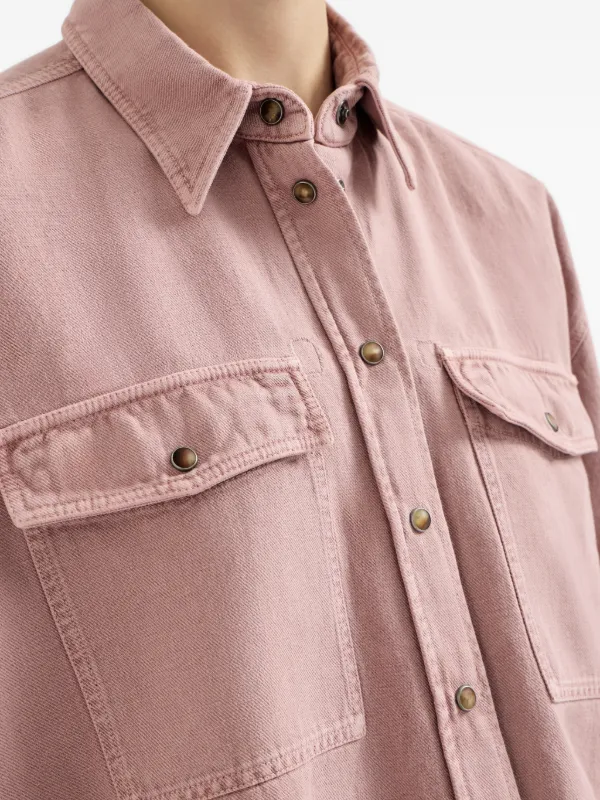 Brunello Cucinelli ガーメントダイ フラップポケットシャツ | ピンク
