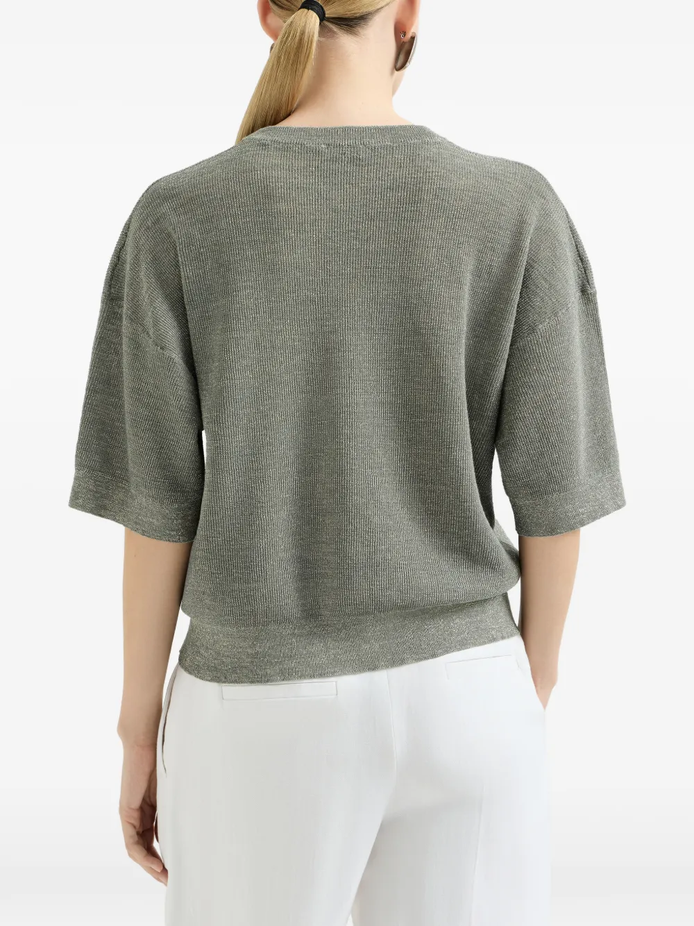 Brunello Cucinelli Linnen trui met glitter Groen