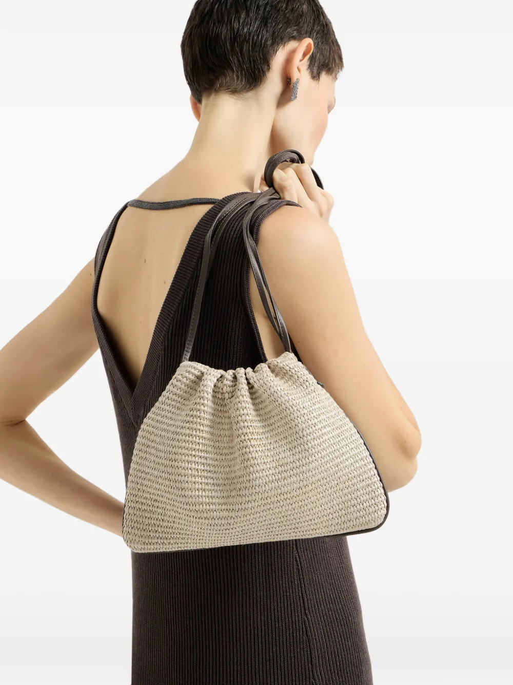 Brunello Cucinelli BC Duo cross body tas Beige