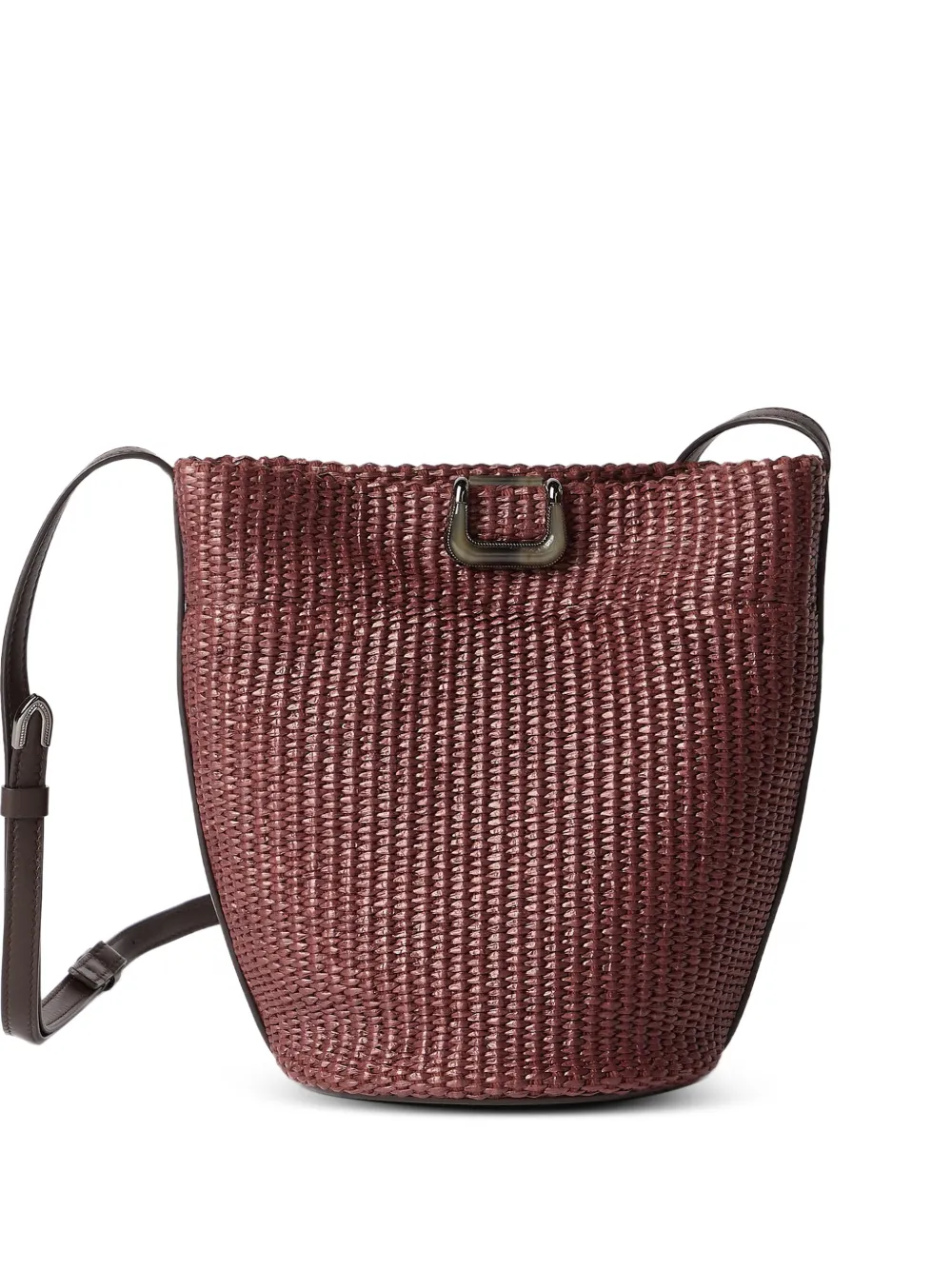 Brunello Cucinelli sartorial small bucket bag in techno raffia - Rosso