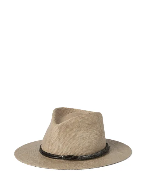 Brunello Cucinelli sombrero fedora con banda de piel
