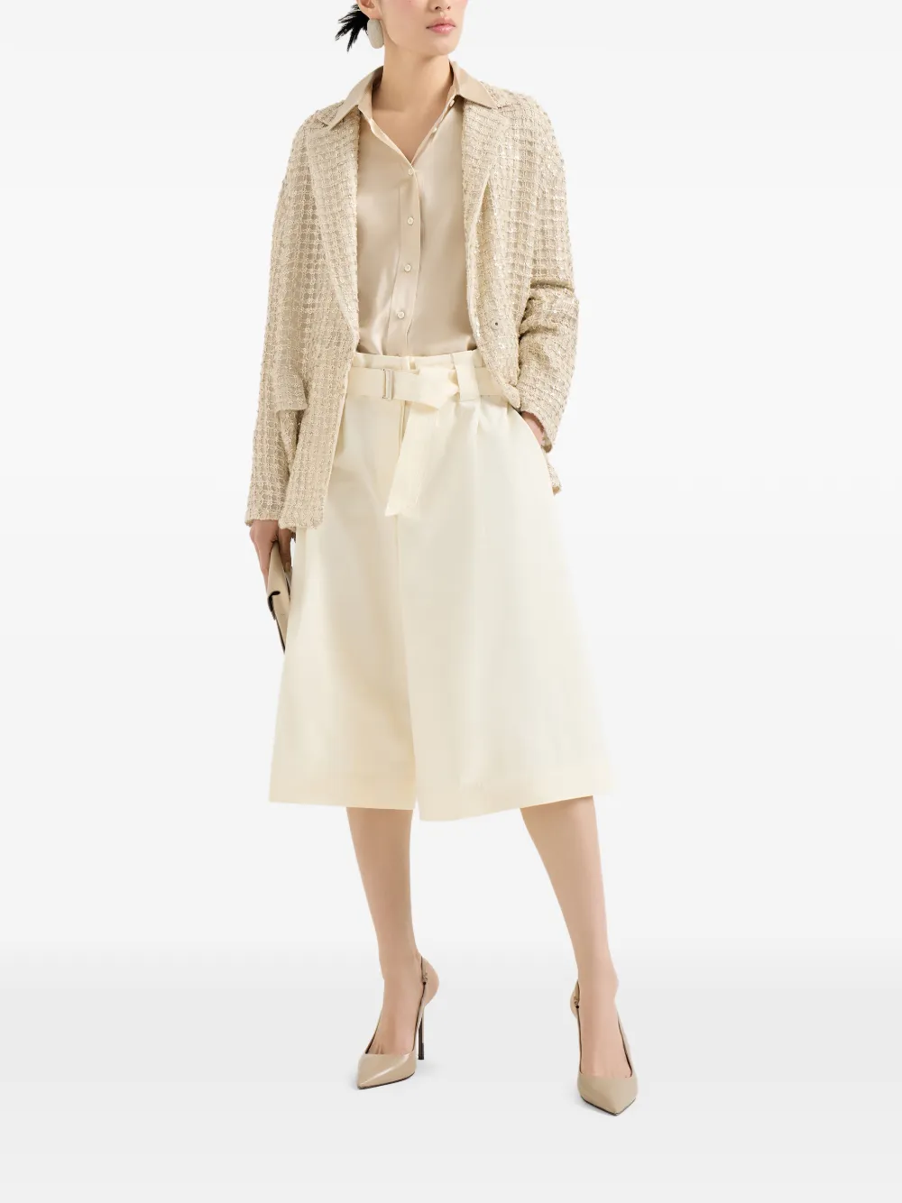 Brunello Cucinelli Katoenen bermuda shorts met paperbag taille Beige