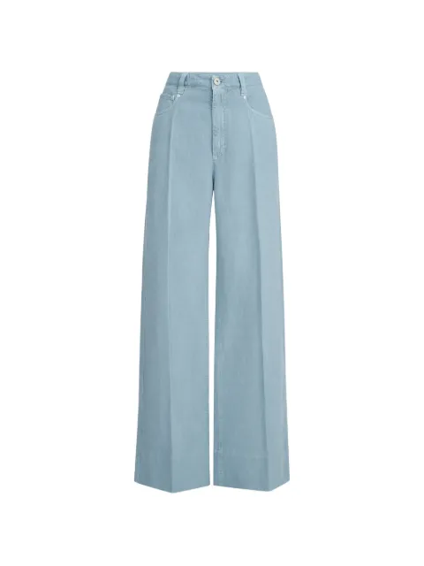 Brunello Cucinelli garment-dyed cotton and linen cover loose trousers with monili