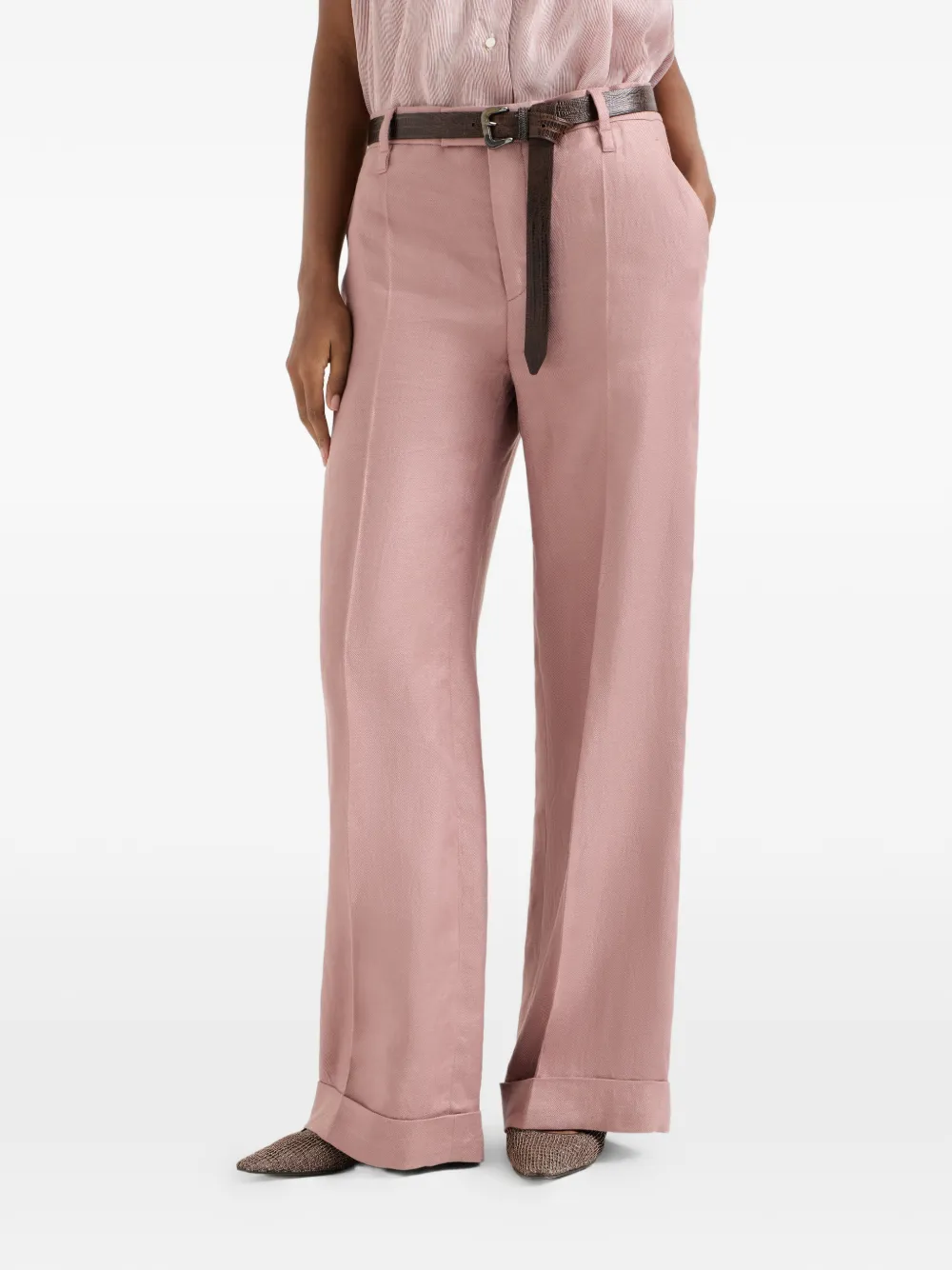  Brunello Cucinelli Diagonal Flared Trousers - Pink 