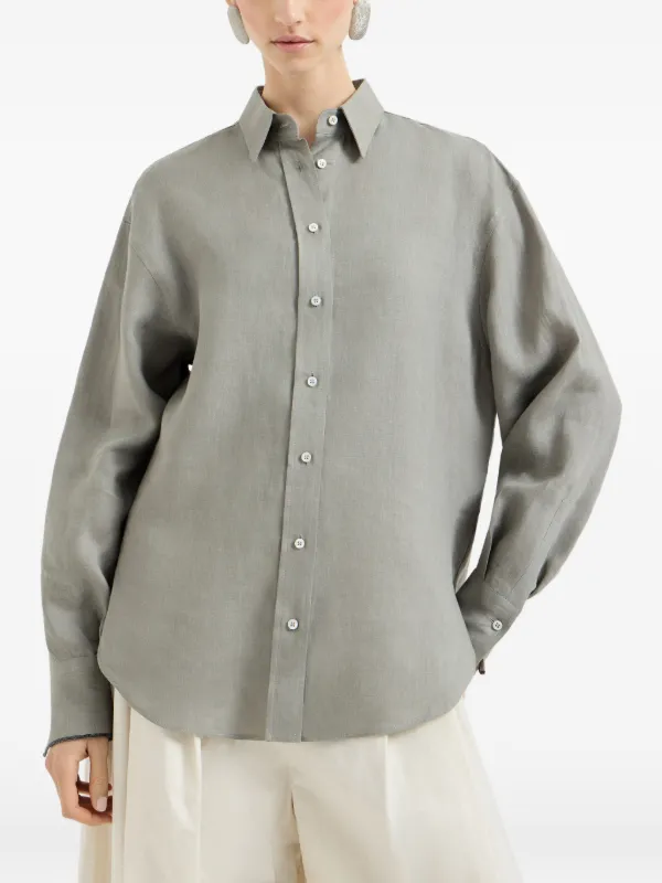 Brunello Cucinelli モニーレ リネンシャツ | グレー | FARFETCH JP
