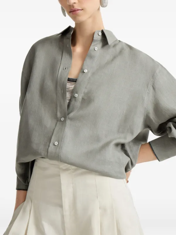 Brunello Cucinelli モニーレ リネンシャツ | グレー | FARFETCH JP