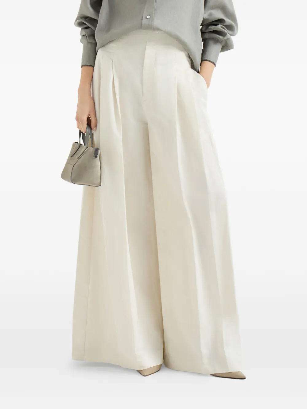  Brunello Cucinelli Zip Palazzo Pants - Neutrals 
