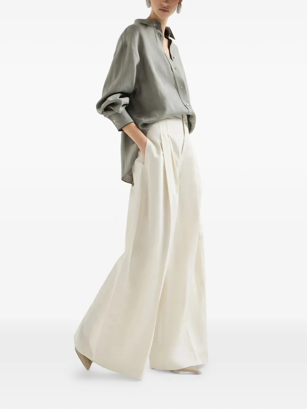  Brunello Cucinelli Zip Palazzo Pants - Neutrals 