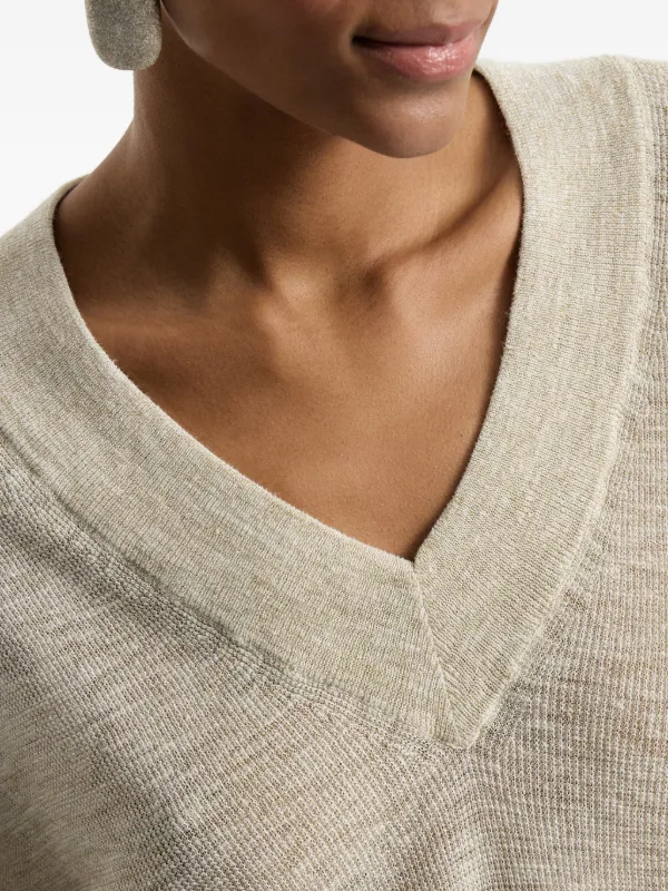 Brunello Cucinelli Sparkling V-neck Sweater | Neutrals | FARFETCH CA