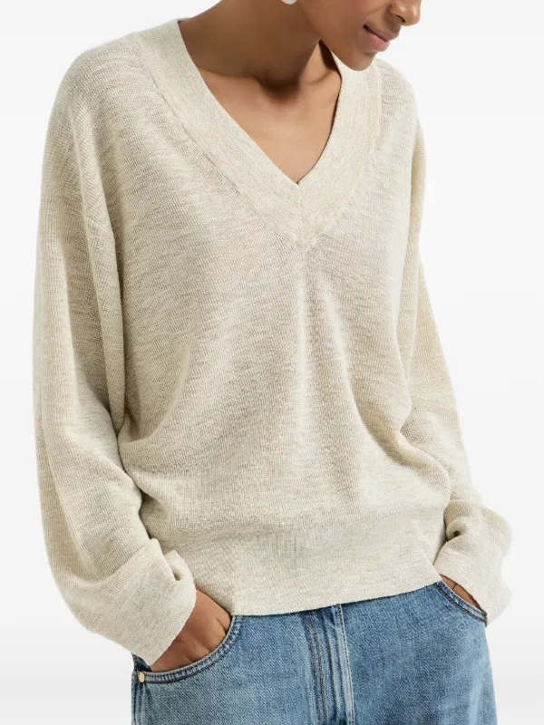 Brunello Cucinelli Sparkling V-neck Sweater | Neutrals | FARFETCH CA