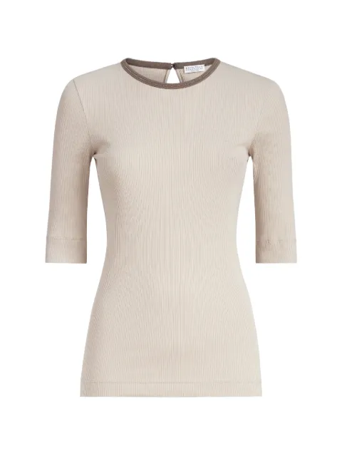 Brunello Cucinelli ribbed trim top