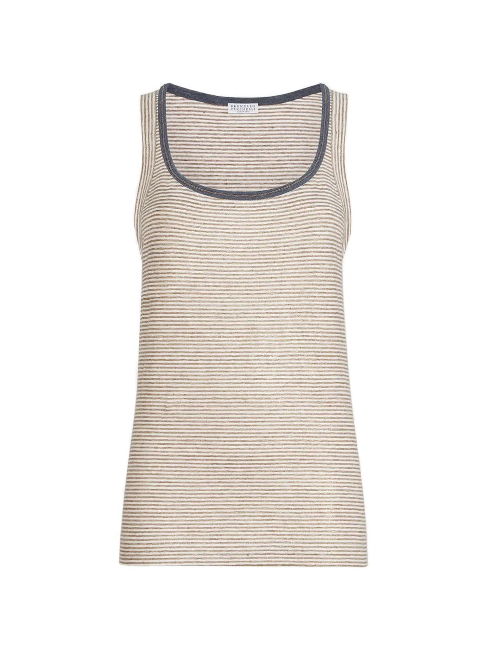 Brunello Cucinelli Linnen top met gestreept patroon Bruin