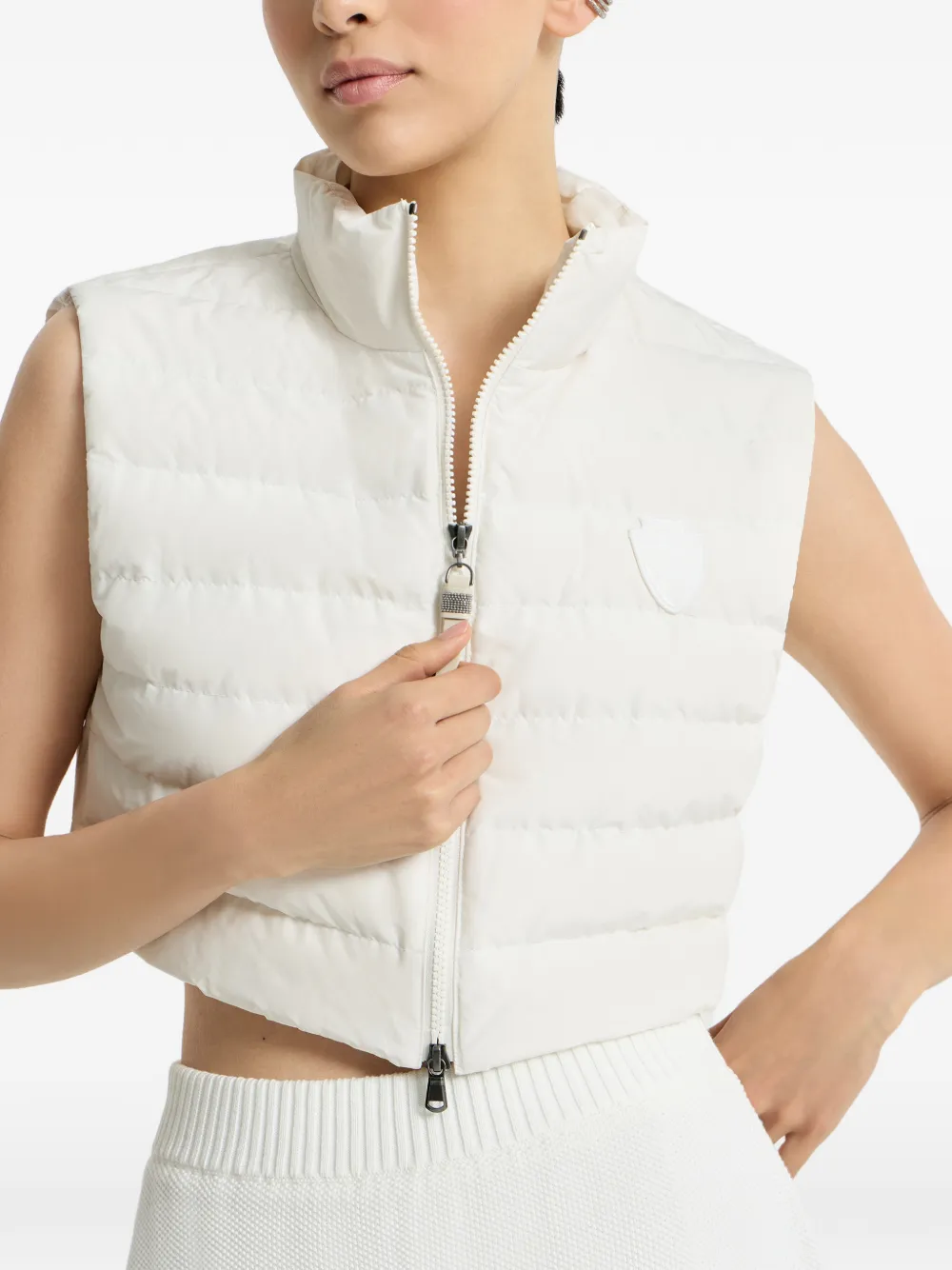  Brunello Cucinelli Techno Cotton Taffeta Outerwear Jacket With Detachable Down Vest, Logo And Monili - Neutrals 