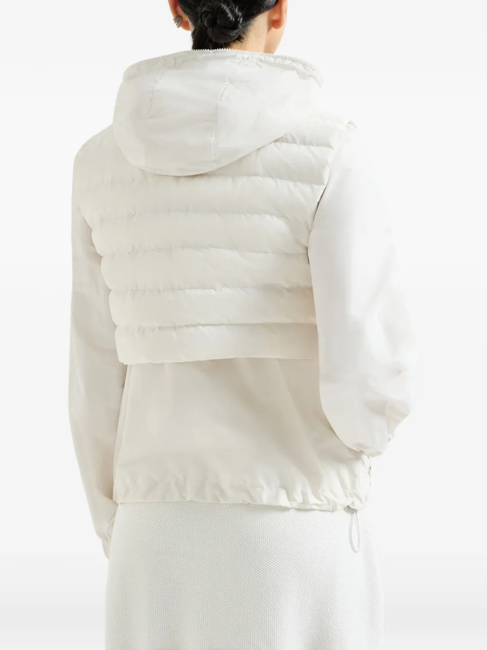Brunello Cucinelli Jack van technische katoentaffeta met uitneembare bodywarmer logo en monili Beige