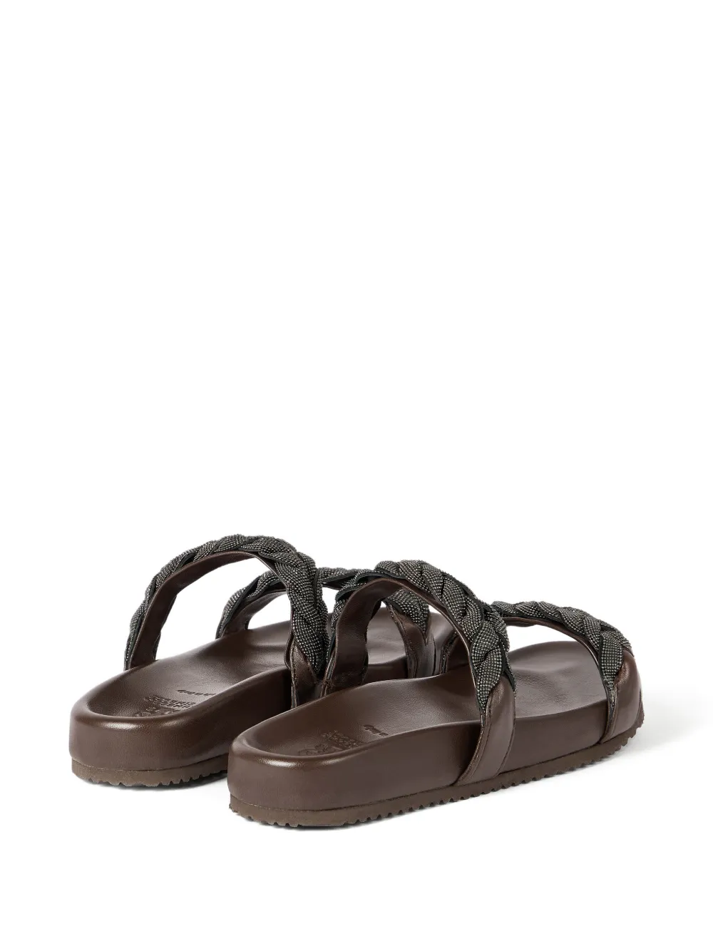 Brunello Cucinelli leather sandals with precious braided straps Bruin