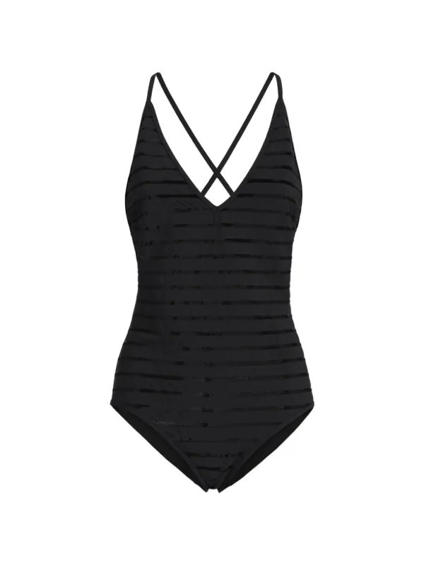 Brunello Cucinelli V-neck Swimsuit in Black