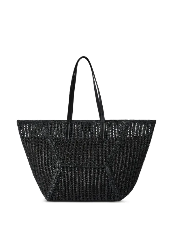 Brunello Cucinelli BC Duo Raffia Tote Bag in Black