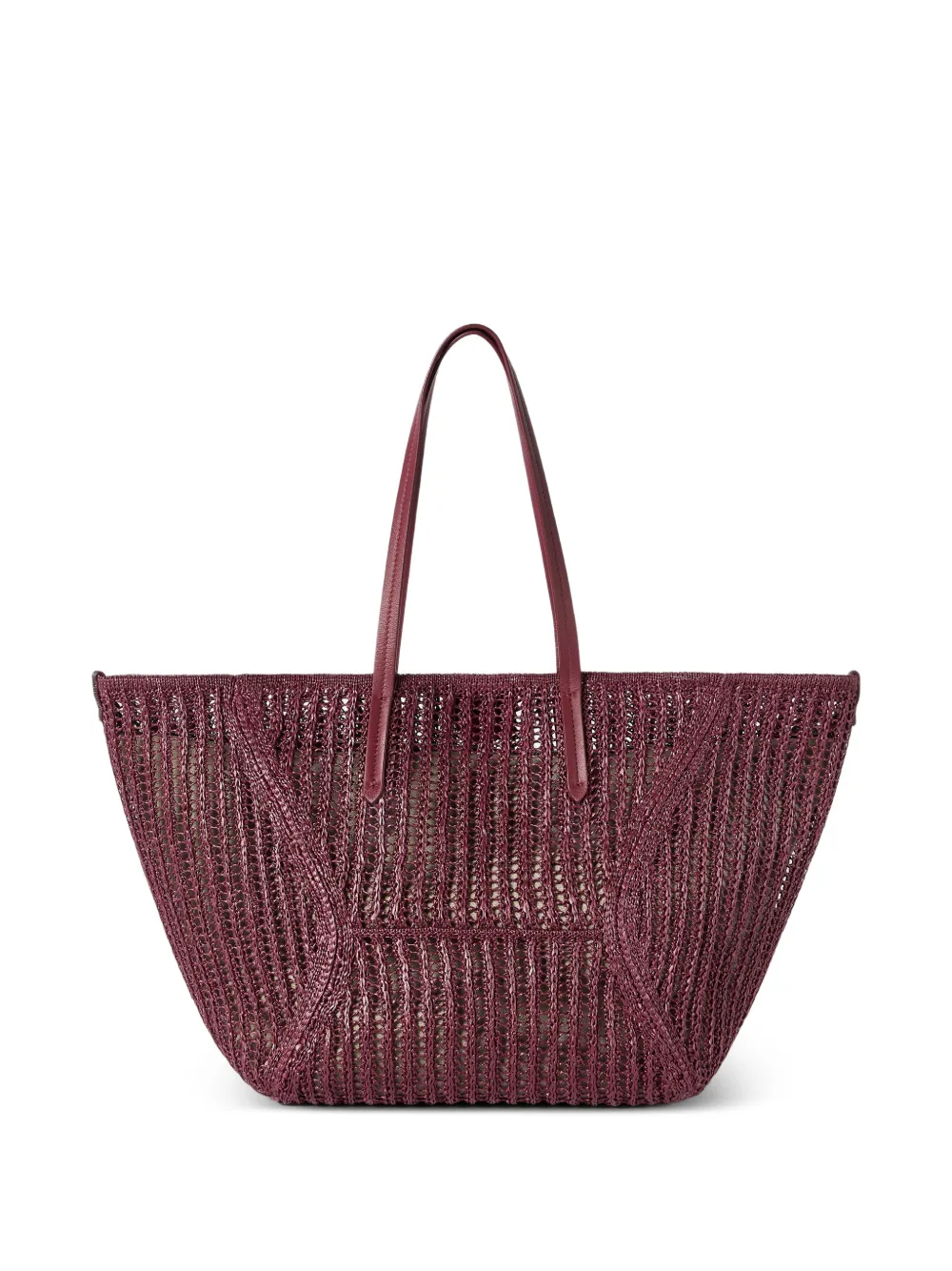 Brunello Cucinelli BC Duo bag in techno raffia knit with monili - Rosso