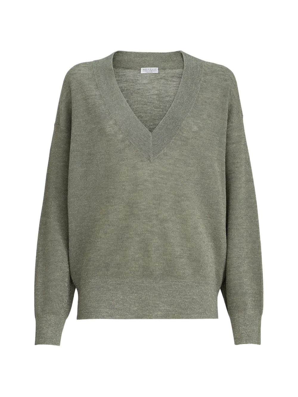 Brunello Cucinelli sparkling V-neck top - Verde