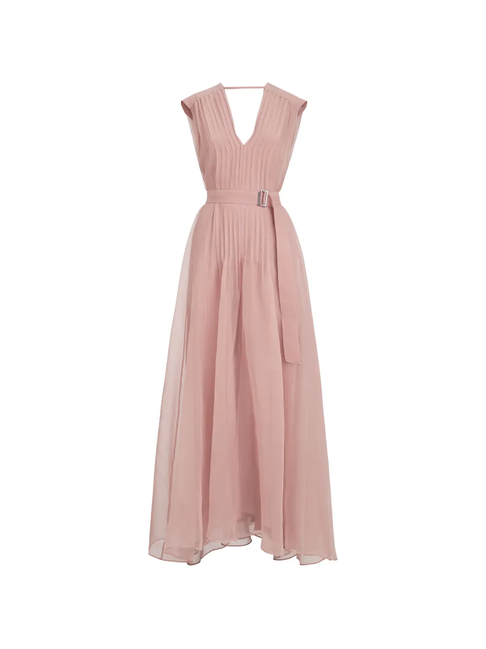 Brunello Cucinelli belted pleated silk maxi dress - Rosa
