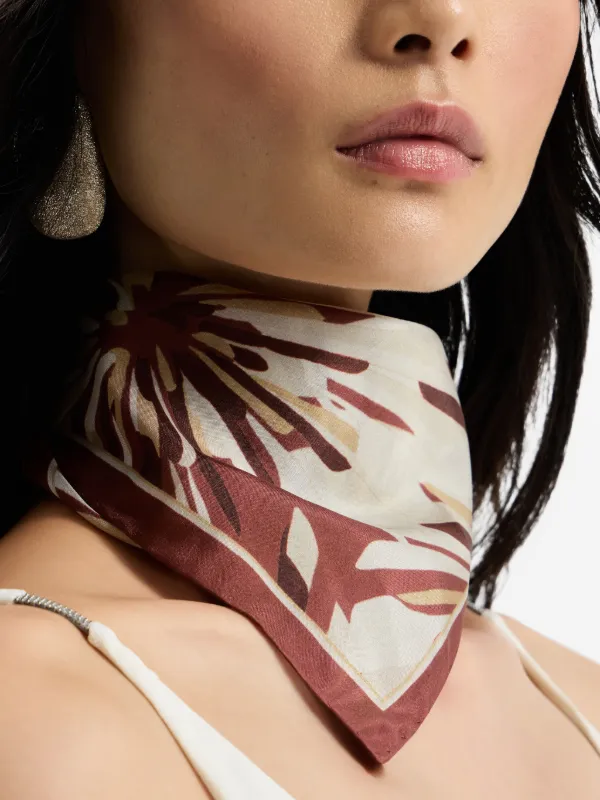 Brunello Cucinelli Bloom Print Pongee Scarf | Brown | FARFETCH JO