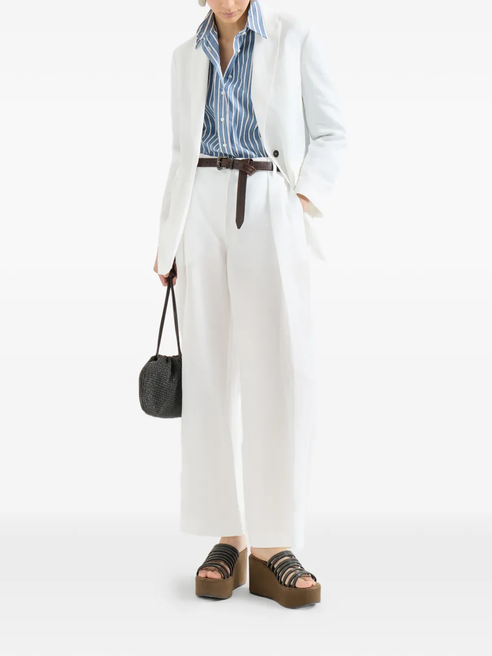Brunello Cucinelli Blazer met lange mouwen Wit