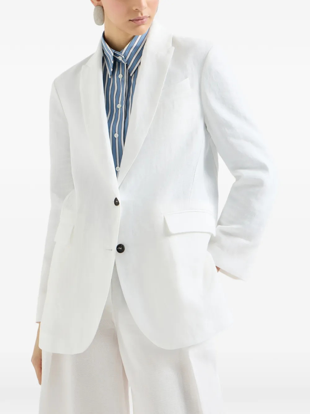 Brunello Cucinelli Blazer met lange mouwen Wit