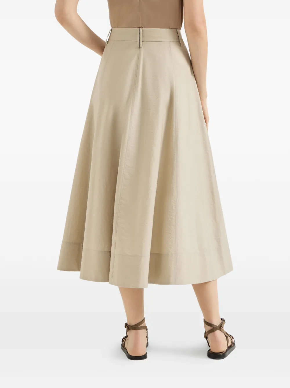 Brunello Cucinelli Sartorial midi-rok met knoop Beige