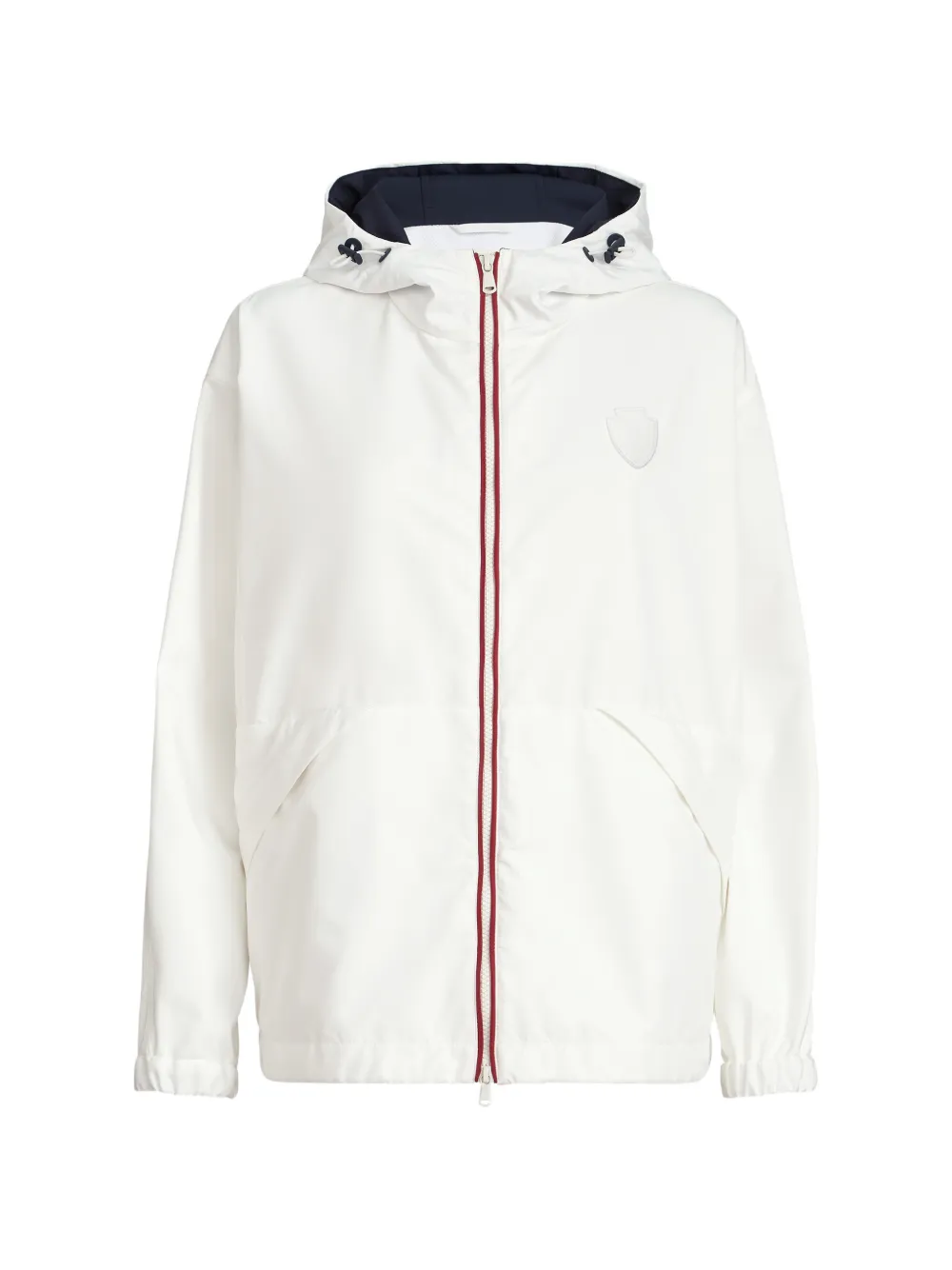 Brunello Cucinelli nylon hooded outerwear jacket with logo - Bianco
