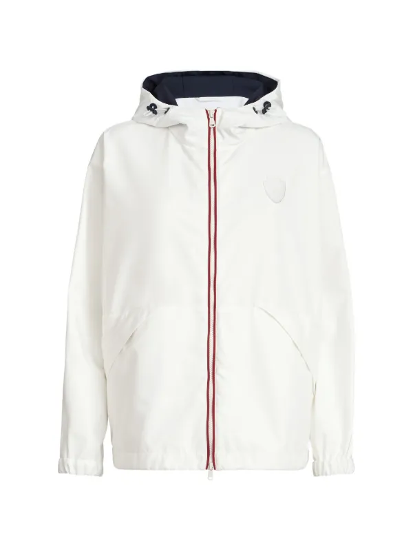 Brunello Cucinelli Nylon Hooded Outerwear Jacket With Logo | White