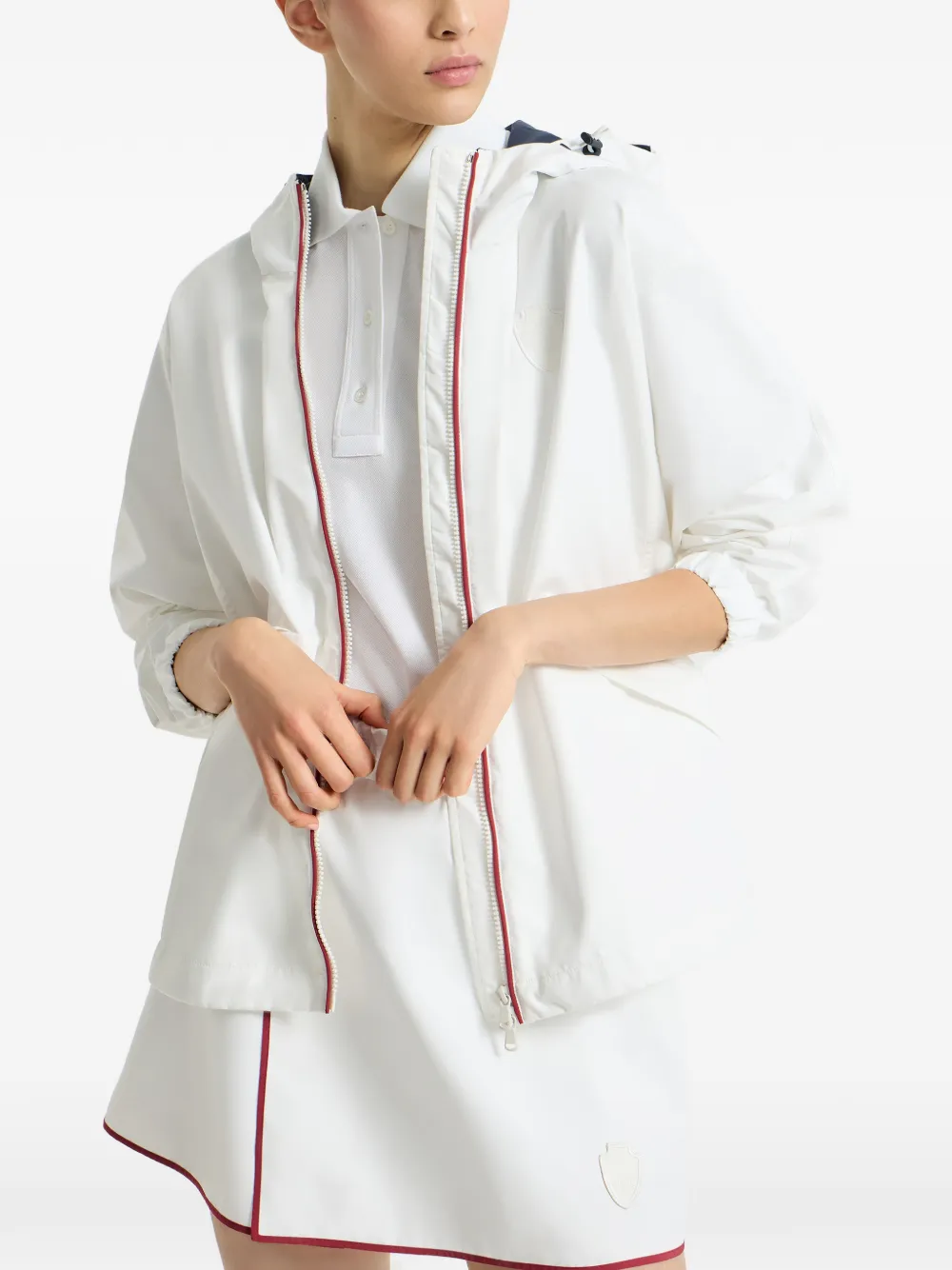  Brunello Cucinelli Nylon Hooded Outerwear Jacket With Logo - White 