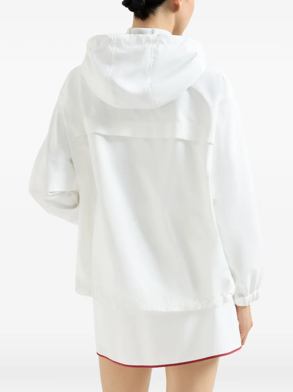 Brunello Cucinelli Nylon jas met capuchon en logo Wit