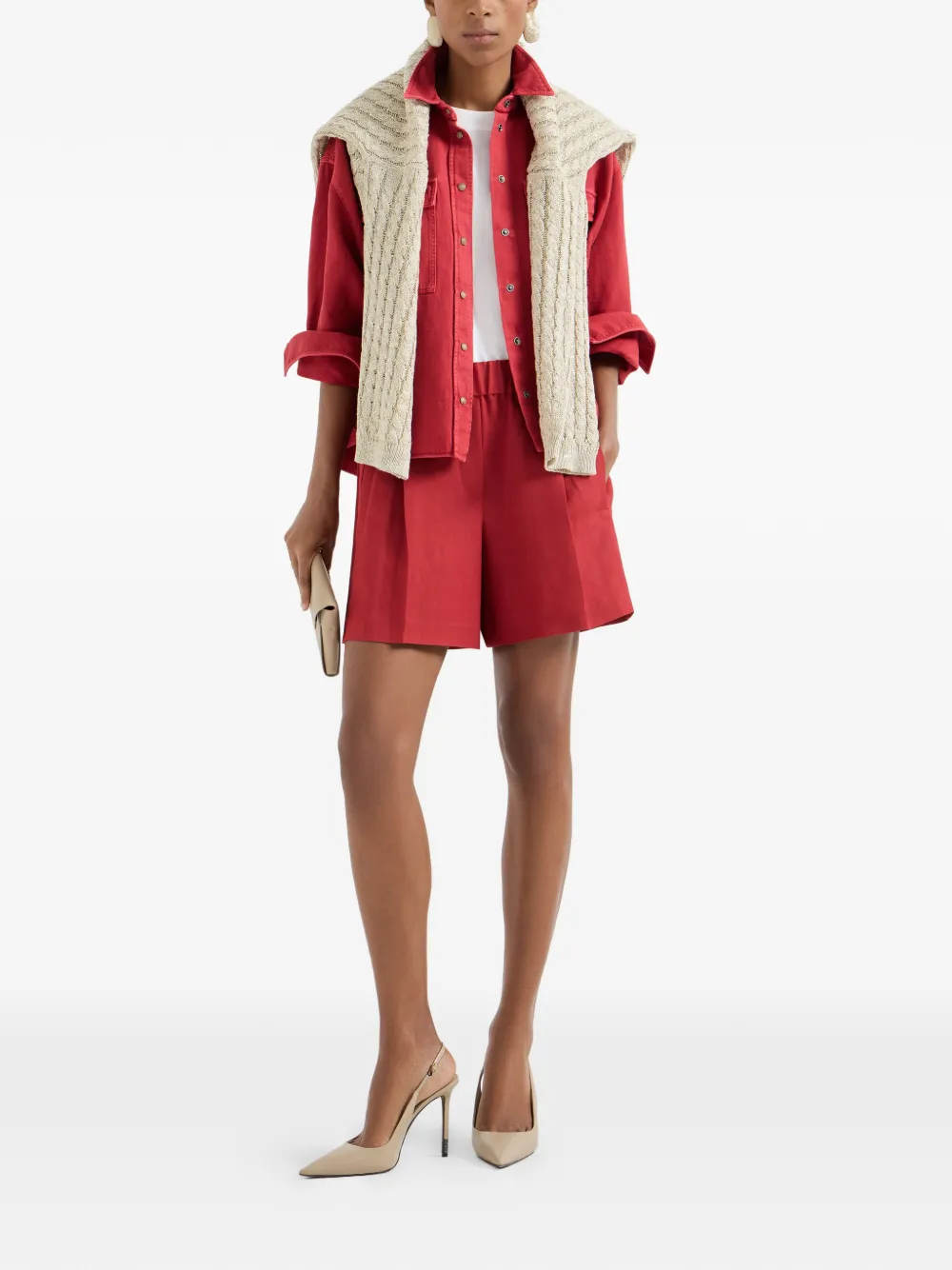 Brunello Cucinelli Geverfde blouse met zak Rood