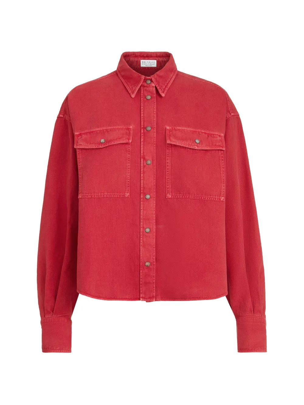 Brunello Cucinelli pocket garment-dyed shirt - Rosso