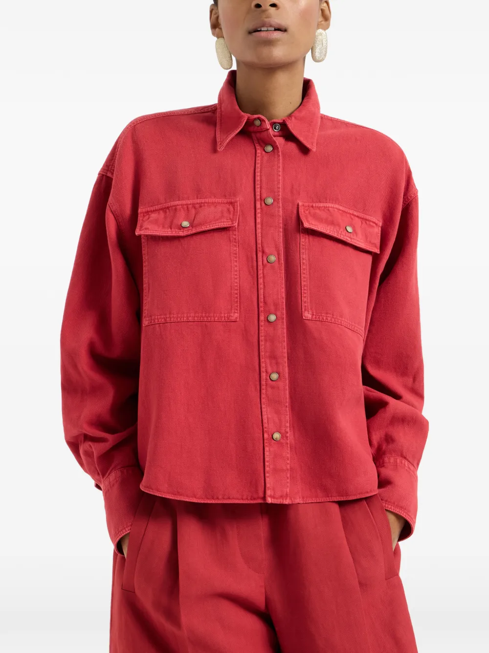 Brunello Cucinelli Geverfde blouse met zak Rood