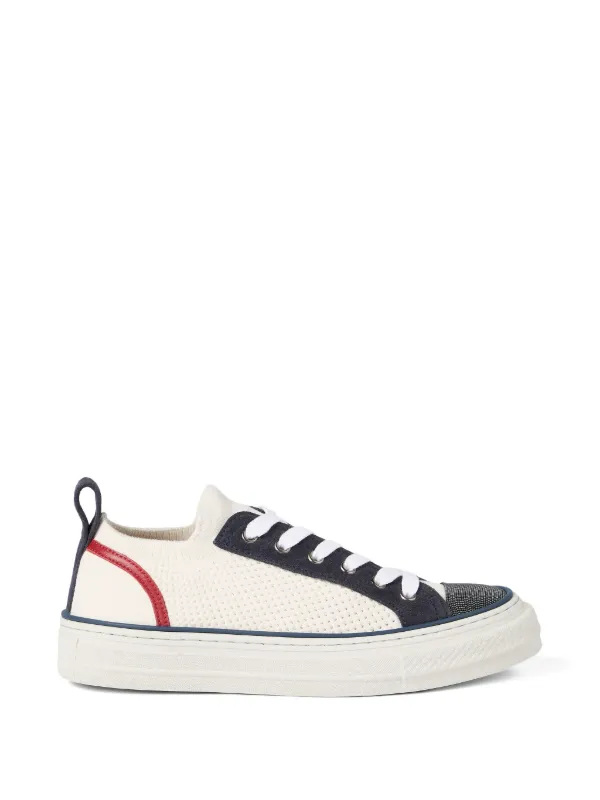 Brunello Cucinelli Knitted Low-top Sneakers in White
