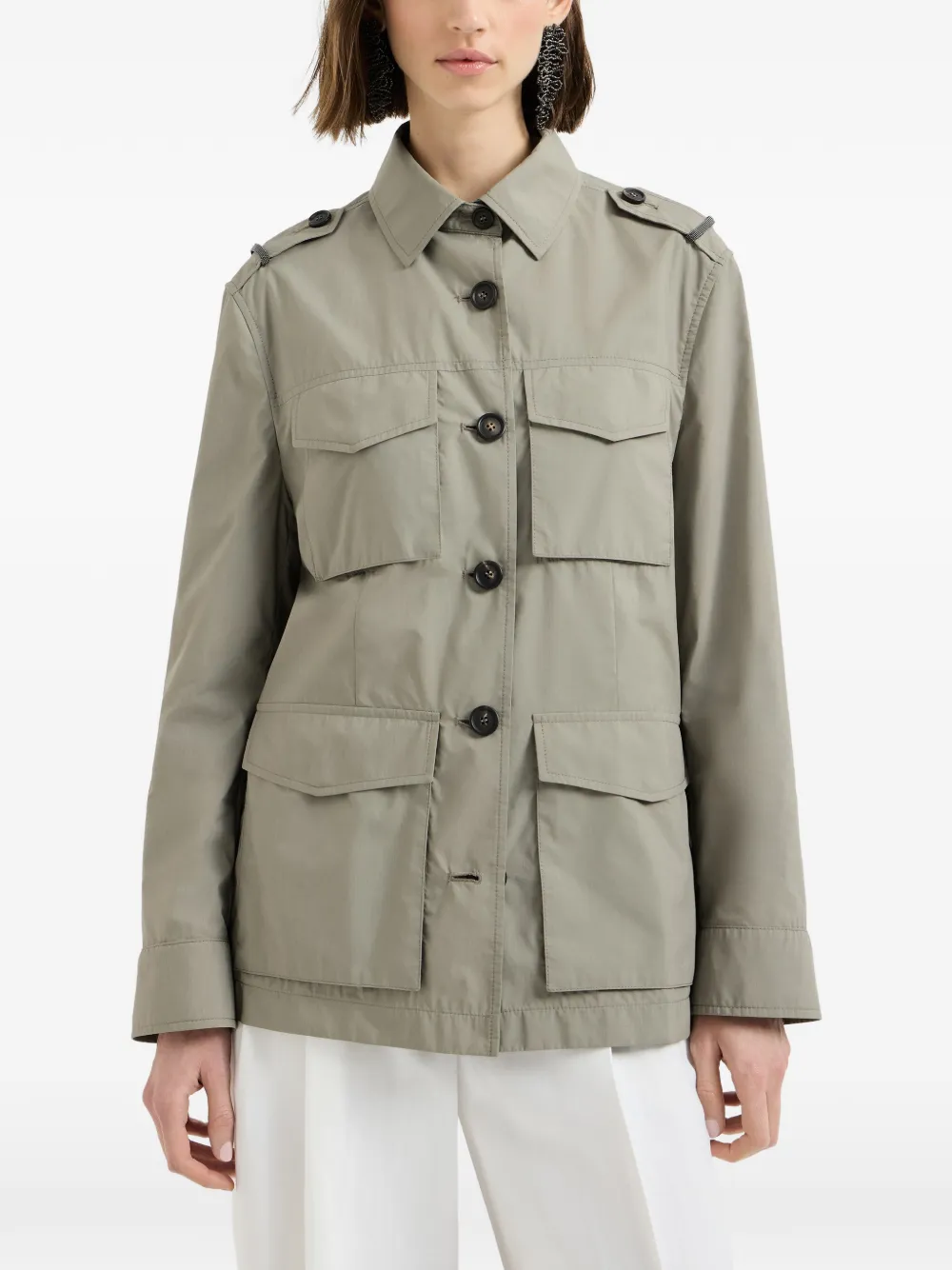  Brunello Cucinelli Button Flap-pocket Jacket - Green 