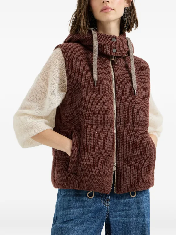 Brunello Cucinelli フーデッド ニットベスト | レッド | FARFETCH JP