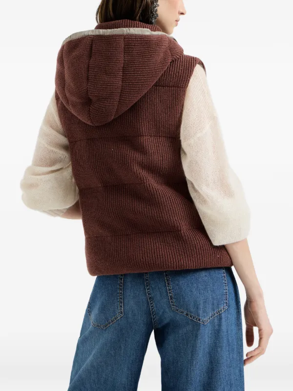 Brunello Cucinelli フーデッド ニットベスト | レッド | FARFETCH JP