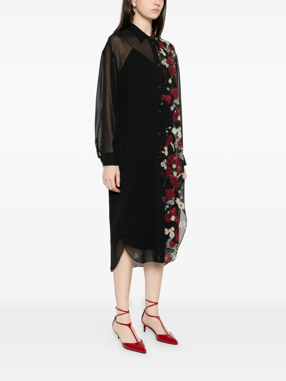 KHAITE Blousejurk met bloemenprint Zwart