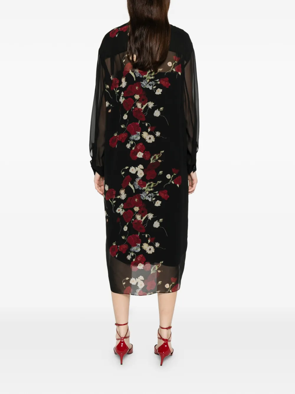 KHAITE Blousejurk met bloemenprint Zwart