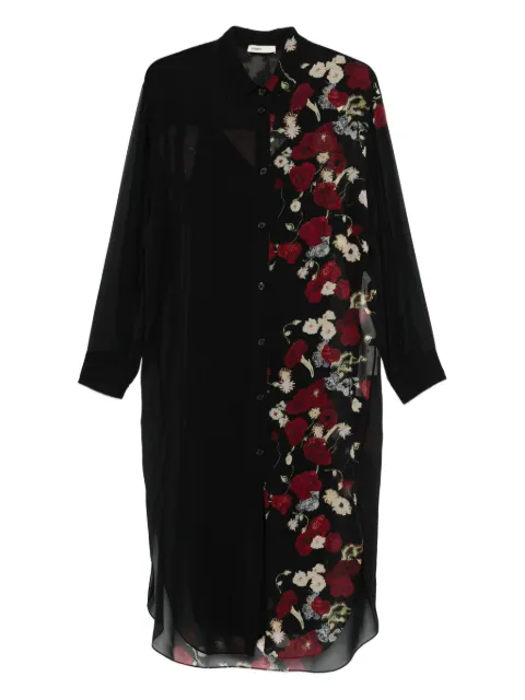 KHAITE floral-print midi shirt dress