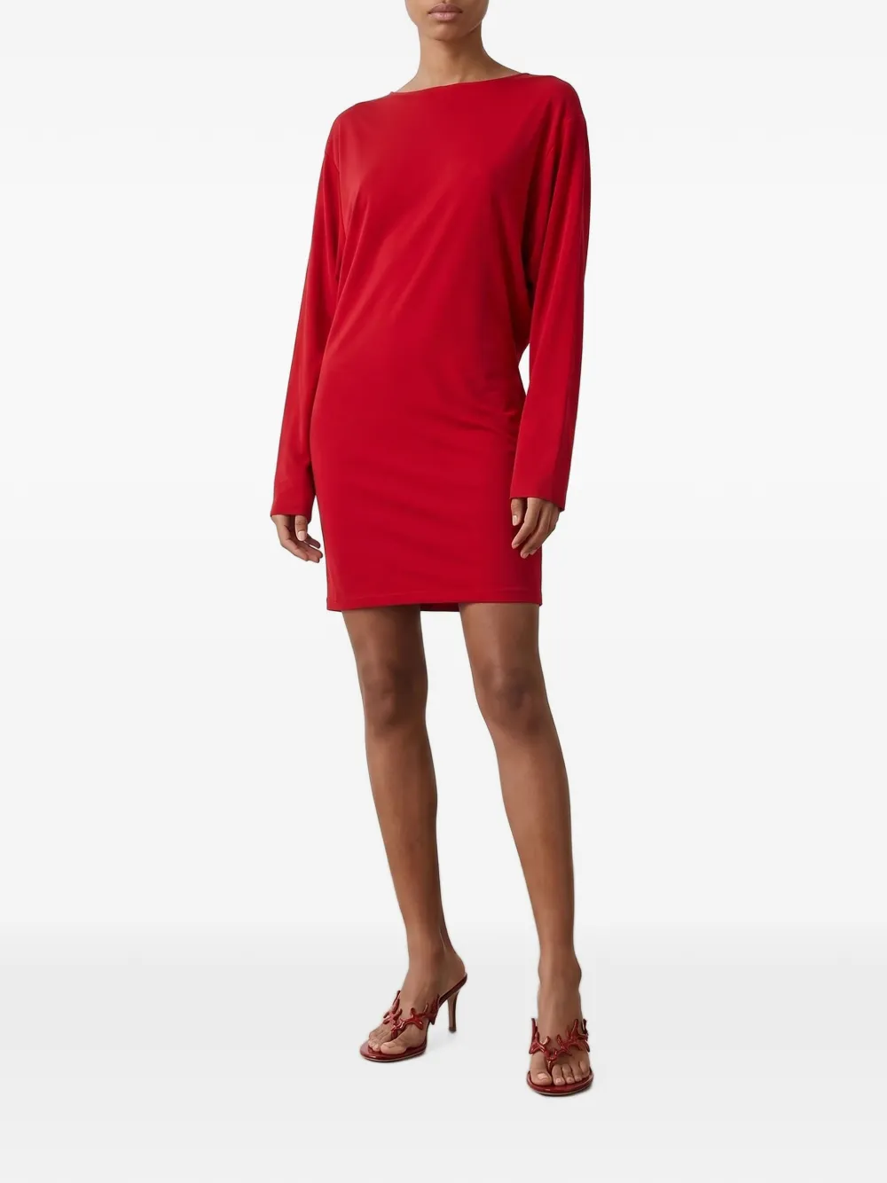Jacquemus La Mistral gedrapeerde jurk met open rug Rood