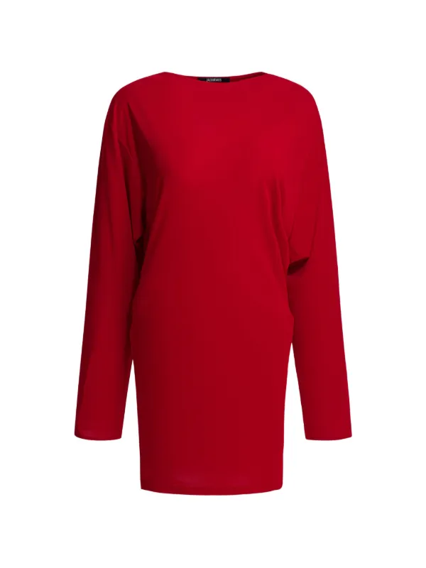 Jacquemus La Mistral Open-back Draped Mini Dress in Red